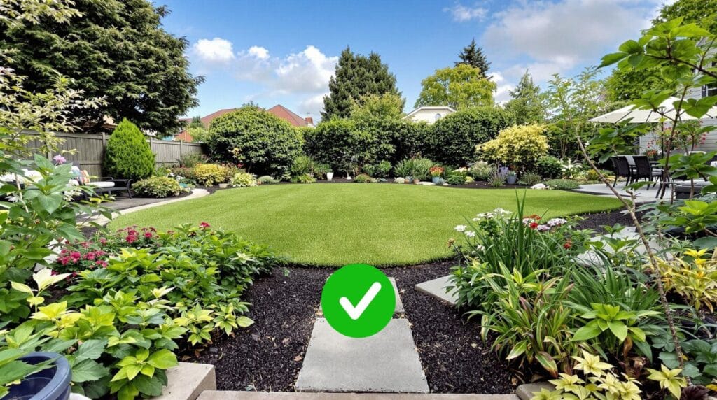 Szerokokątne ujęcia – Im więcej przestrzeni obejmie zdjęcie, tym lepsze będzie dopasowanie roślinności i elementów małej architektury.