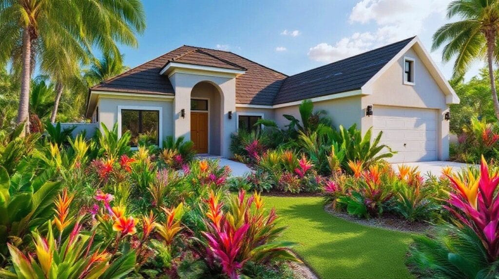 Zmień moją przestrzeń przed domem w ogród w stylu tropikalnym